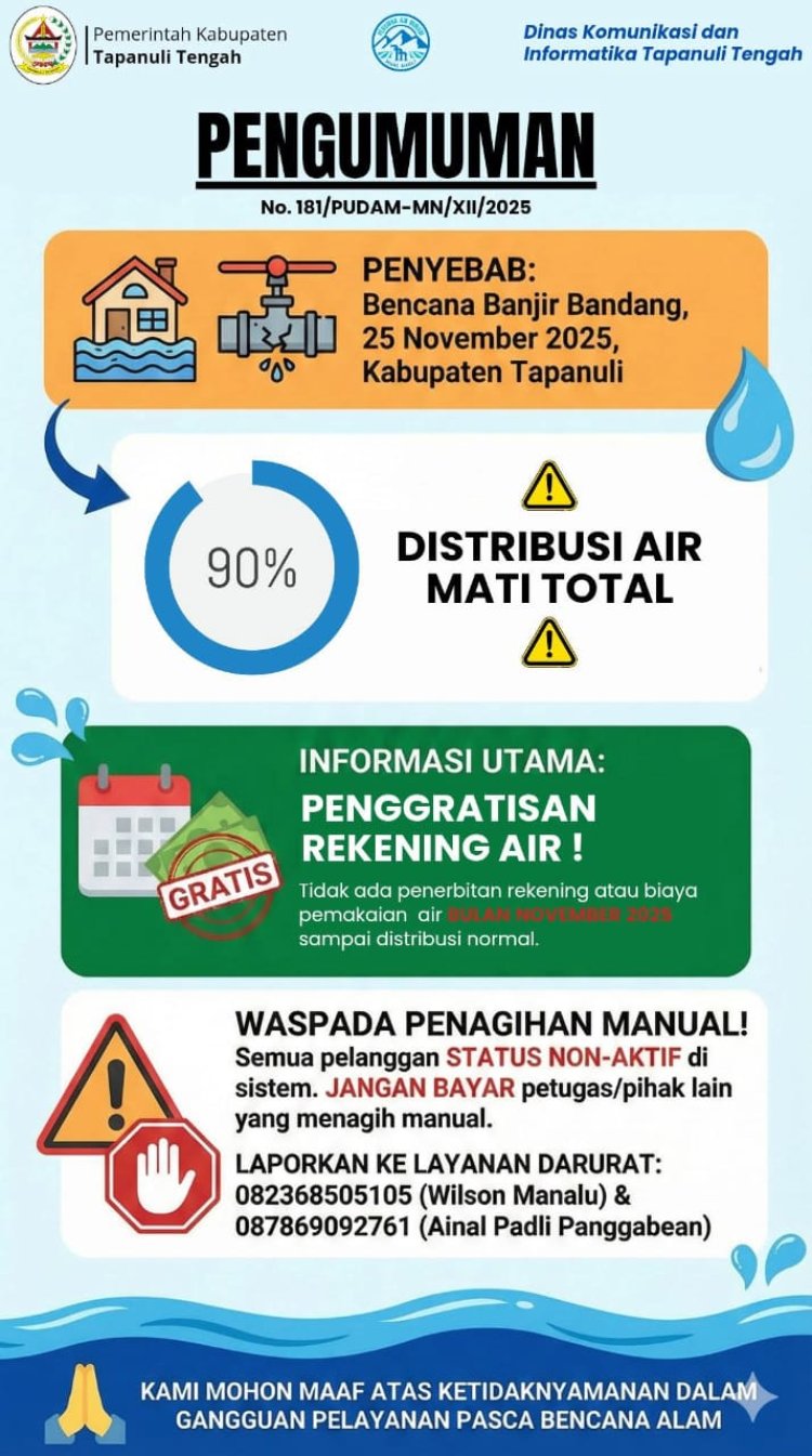 PDAM Mual Nauli Gratiskan Rekening Air Bulan November Sampai Distribusi Normal